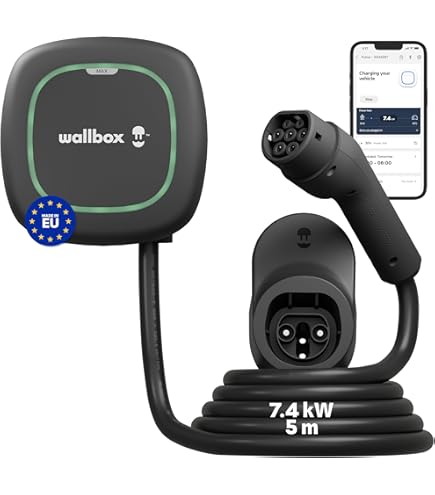 Cargador WALLBOX Pulsar MAX (7.4 -22 KW/5M/T2) Potencia de Carga: 7.4 kW. Tensión Nominal: 220v Longitud del Cable: 5 mts TIPO 2